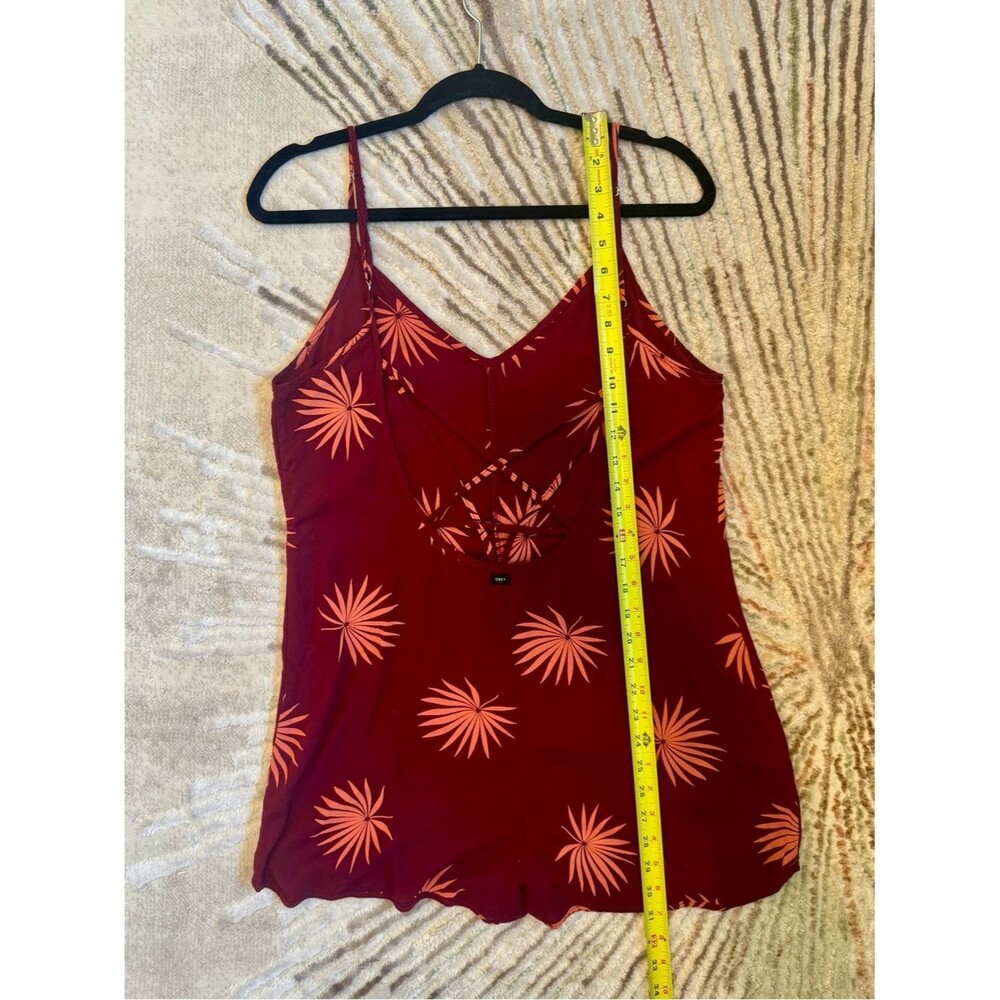 Obey Floral Print Rayon Romper Womens Burgundy Coral Strappy Back Sleeveless M - Picture 6 of 7